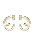Ted Baker London Helias Double Hoop Crystal Earrings for Women (Gold/Crystal)