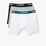 Lacoste mens Casual Classic 3 Pack Cotton Stretch Boxer Briefs, Black/White/Silver Chine, Medium US