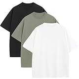 3 Pack Mens Oversized T-Shirts Fashion Loose Fit Crewneck Tshirt Streetwear Heavyweight Short Sleeve Tee Shirt Gym Workout Tops(WTAGBK,L)