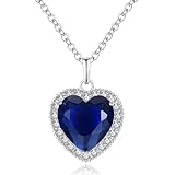 AILUOR Titanic Heart of the Ocean Necklace, Sterling Silver Blue Sapphire Crystal Necklace Pendants Jewelry Valentines Mother's Day Gift