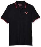 True Religion mens Crafted With Pride Polo Shirt, Black With Red Piping, Large US