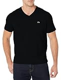 Lacoste Men's Short Sleeve V-Neck Pima Cotton Jersey T-Shirt, Black, Large