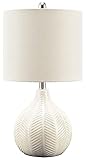 Signature Design by Ashley Rainermen 20' Modern Herringbone Ceramic Table Lamp, Off White