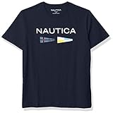 Nautica Men's Sustainably Crafted Logo Signal Flag Graphic T-Shirt, Navy, Small