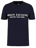 A｜X ARMANI EXCHANGE Men's Short Sleeve Milan New York Logo Crew Neck T-Shirt, Navy, XL