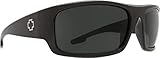 SPY Optic Piper, Rectangular Wrap Sunglasses, Color and Contrast Enhancing Lenses, Black - Grey Polarize Lenses