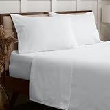 Mellanni Cotton Flannel Queen Size Sheets - Ultra Warm for Cold Weather - White Sheets Queen Size - Pill, Wrinkle & Shrink Resistant - Fitted Sheet, Flat Sheet & 2 Pillowcases (Queen, White)