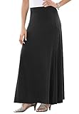Jessica London Women's Plus Size Casual Wide Elastic Pull-On Lightweight Maxi Skirt - 18/20, Black