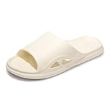 LM Women Shower Slippers Bathroom Slippers Sandals House Slippers Non Slip Shoes Dorm Shoes (7, White)