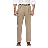 Haggar Men's Premium No Iron Khaki Classic Fit Pleat Front Casual Pant (Regular and Big & Tall Sizes), 34W x 32L