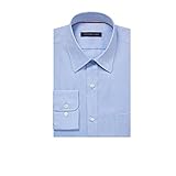 Tommy Hilfiger Men's Dress Shirt Regular Fit Non Iron Solid, Blue, 17.5' Neck 32'-33' Sleeve