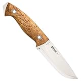 HELLE Knives - Utvaer ​​by Jesper Voxnaes - Outdoor Hunting and Camping Knife With Sheath, 12C27 Full Tang Stainless Steel Fixed Blade, Curly Birch and Vulcan Fiber Handle