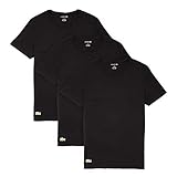 Lacoste Men's Essentials 3 Pack 100% Cotton Regular Fit Crew Neck T-Shirts, black, X-Large