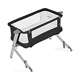 Dream On Me Skylar Bassinet and Beside Sleeper in Black, Lightweight and Portable Baby Bassinet, Five Position Adjustable Height, Easy to Fold and Carry Travel Bassinet, JPMA Certified