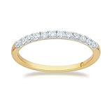 Lab Created Diamond Wedding Rings for Women | 10 K Yellow Gold Certified 1/2 CTTW Diamond Promise Rings, Anniversary Bands, Stacking Ring and Wedding Band | Ring Size 7