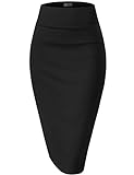 Hybrid & Company Womens Nylon Ponte Stretch Office Pencil Skirt Made below Knee KSK45002 1073T Black 1X