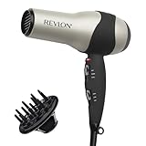 REVLON Turbo Hair Dryer with Advanced Ionic Technology, Ceramic Coating | Turbo Heat and Cold Shot Features, 1875 Watts for Fast Drying and Shine (Silver)