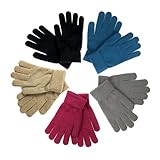 SHALEDOW 5 Pairs of Stretchy Knit Warm Gloves for Men Women and Teens Winter Magic Gloves Stretchy Warm Knit Bulk Pack Mens Womens - Large size