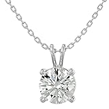SuperJeweler 1 Carat Moissanite Necklace in Solid 14 Karat White Gold and Yellow Gold