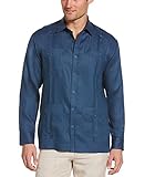 Cubavera Men's 100% Linen Four-Pocket Long Sleeve Button Down Guayabera Shirt (Size Small-5X Big & Tall), Ensign Blue, XX-Large