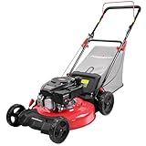 PowerSmart Push Gas Lawn Mower with Grass Bag, 21-Inch 144cc Engine 3-in-1 with Adjustable Cutting Heights 2024 Version