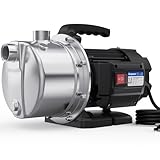 Acquaer 1.5HP Portable Shallow Well Pump Garden Pump, Stainless Steel, 1210GPH, 115V Sprinkler Pump Water Transfer Draining Irrigation Pump for Water Removal and Lawn Garden