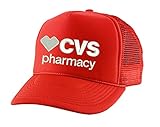 CVS Trucker Hat Embroidered Pharmacy Hat Adjustable Embroidery Cap (Red)