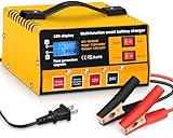 Car Battery Charger, Outerman 12V 24V Lead-Acid Battery Charger LCD Display Automatic Smart Battery Maintainer with Pulse Repair for Motorbike, Car, Boat, Lawn Mower (Orange Yellow)