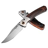 Benchmade - Mini Crooked River 15085 EDC Knife with Dark Brown Wood Handle (15085-2)