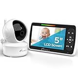 iFamily Baby Monitor - Large 5' Screen with 30Hrs Battery Life - Remote Pan-Tilt-Zoom;No WiFi, Two-Way Audio, Night Vision, Temperature, Lullabies, 960ft Long Range Baby Monitor with Camera and Audio