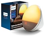 Philips SmartSleep Wake-up Light, Colored Sunrise and Sunset Simulation, 5 Natural Sounds, FM Radio & Reading Lamp, Tap Snooze, HF3520/60