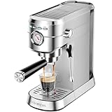 CASABREWS Espresso Machine 20 Bar, Professional Espresso Maker with Milk Frother Steam Wand, Compact Espresso Coffee Machine with 34oz Removable Water Tank for Cappuccino, Latte, Silver