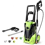Homdox 2950 PSI Electric Pressure Washer 1800W High Pressure Power Washer Machine with Power Hose Gun Turbo Wand 5 Interchangeable Nozzles (Green)