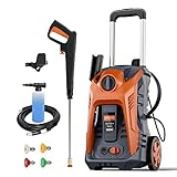 Electric Pressure Washer 4800 PSI Max 2.9 GPM Power Washer with 25 FT Hose, 4 Quick Connect Nozzle and 16.9 Oz Soap Tank Orange