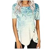 FOCLMP Women 2024 Floral Tops Blouses Short Sleeve Summer Shirt Trendy Fitted Tunic Blouse Dressy Causal Ladies Clothing Womens Summer Tops 2024 Trendy Blue 4X