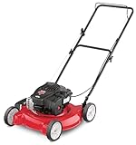 Yard Machines Gas Powered Push Lawn Mower with Engine Oil, 20 Inch Steel Cutting Deck, and Side Discharge for Outdoor Yards, Red/Black