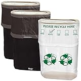 Party City Black Clean-Up Party Supplies, 3 Pieces, with Matching Reusable Pop-Up Trash Bins, Plus a Handy Recycling Bin
