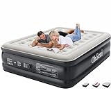 OhGeni Queen Air Mattress with Built in Pump, Blow Up Colchones Inflables Mattress for Guests, Foldable Portable Air Mattresses with Carrying Bag, 18' Raised Elevated Air Bed for Camping,Black Airbed