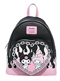 Loungefly My Melody & Kuromi Flame Heart Mini Backpack PINK