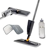 OVENTE Spray Mop for Floor Cleaning with 650ml Refillable Bottle, Washable and Reusable Microfiber Pad, Cordless Multi-Surface Floor Cleaner Kit Ideal for Home or Commercial Use, Black CTM121BGD