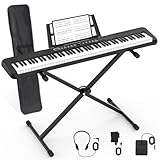 88 Key Piano Keyboard Beginner Electric Digital Piano with Full Size Semi Weighted Keys,Sustain Pedal, Power Supply, Stand, Carrying Case,Headphones