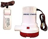 OASIS MARINE 2000 GPH 12v Submersible Boat Marine Plumbing Electric Bilge Pump 1-1/8 Outlet, Separate Float Switch Included