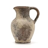 SIDUCAL Ceramic Rustic Farmhouse Vase with Handle, Terracotta Vase, Minimalist Decorative Vases for Home Decor, Table, Living Room, Shelf, Christmas Decoration(Gray)