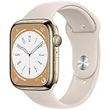 Apple Watch Series 8 (GPS + Cellular, 41MM) Gold Stainless Steel Case with Starlight Sport Band, S/M (Renewed Premium)