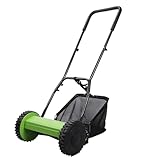 ForesTurf 12-Inch Push Reel Lawn Mower: Eco-Friendly, Precision Steel Blades, Adjustable Heights & Efficient Grass Catcher, Green