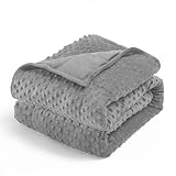 Wemore Minky Dot Weighted Blanket for Adults Queen Size 15 lbs, Soft Cozy Heavy Blanket for Stress Relief and Sleep Promotion, Breathable Blanket for All-Season with Ceramic Beads, Grey 60 x 80 inches