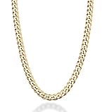 Miabella Solid 18K Gold Over 925 Sterling Silver Italian 5mm Diamond-Cut Cuban Link Curb Chain Necklace for Women Men, Made in Italy (16 Inches (women's choker length))