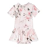 Posh Peanut Summer Dresses for Baby Girls - Twirl Bodysuit Baby Dress - Breathable Infant Girl Dresses in Prints & Princess Designs - Snaps for Diaper Changes (6-12 Months) Vintage Pink Rose