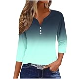 FOCLMP 3/4 Sleeve T Shirts for Women Summer Casual Tops Blouses 2024 Trendy Henley Shirts Tshirts Cute Vacation Outfits Spring Casual Blouses for Women 2024 Trendy Green XL