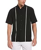 Cubavera Men's Cubavera Paneled Short Sleeve Shirt For Men, Classic Fit, Wrinkle Resistant, Casual Button-Down Shirt For Men With Spread Collar (Sizes Small - 5Xl), Jet Black, XX-Large